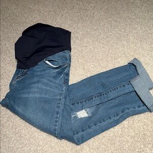 Pinkblush Blue Denim with Distressed Details - Maternity Jeans